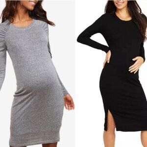 Motherhood Maternity Long Sleeve Black Grey Small Dress BUNDLE OF 2
